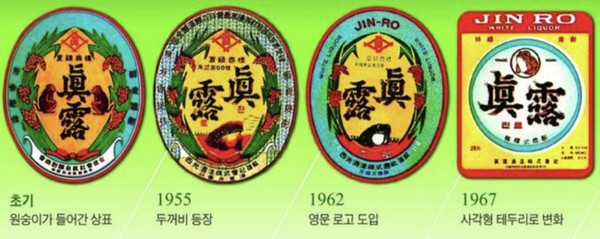 진로 소주의 변천사 (사진제공: 하이트 진로)