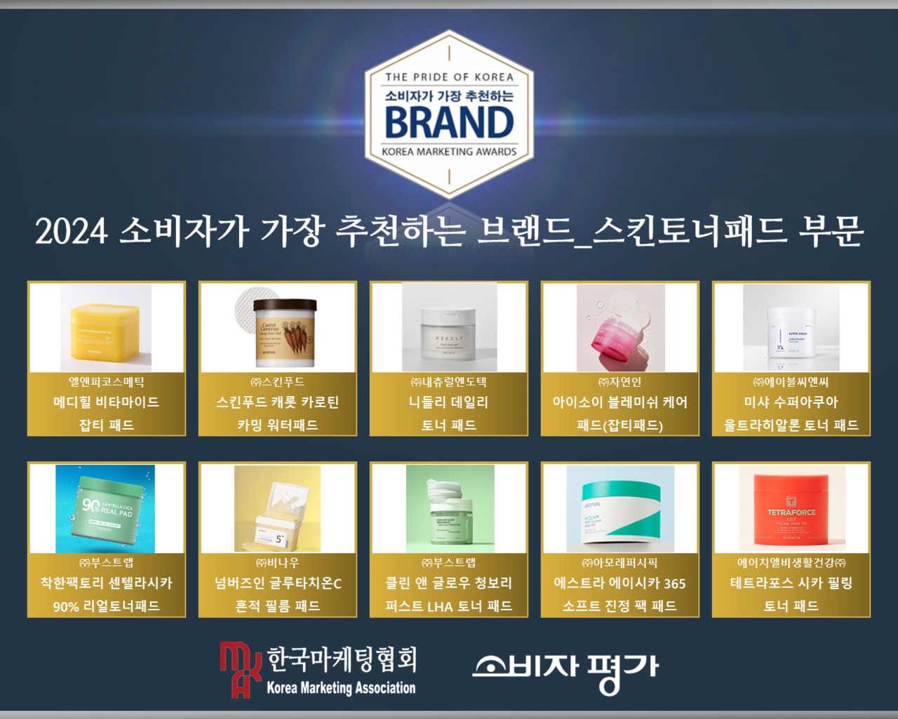 2024 소비자 가장 추천하는 브랜드 _ 스킨토너패드 부문 발표 < No.1 브랜드 < INSIGHT < 기사본문 - 소비자평가