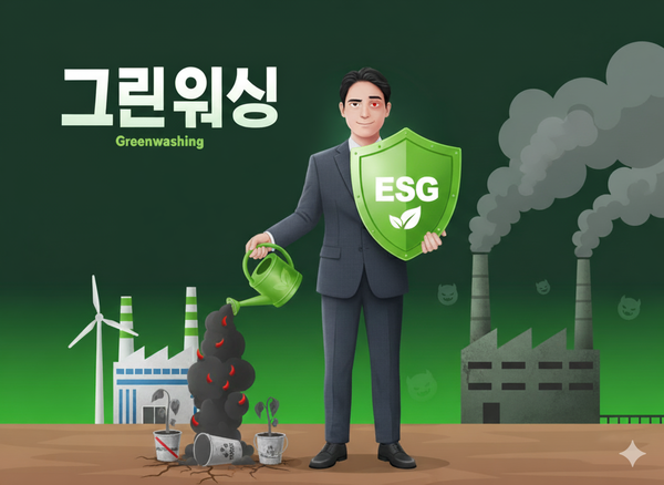 ▲ 겉으로만 친환경인 것처럼 포장하는 '그린워싱' / 이미지 = AI 생성