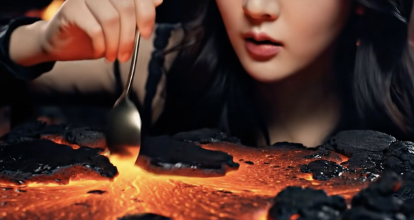 ▲ AI 용암 먹방 영상 캡처 / 사진 = lucy 틱톡